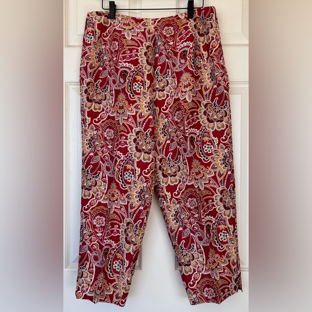 Allison‎ Taylor Silk Shantung Pants Paisley Lined Side Zip Size 12 - Picture 3 of 13
